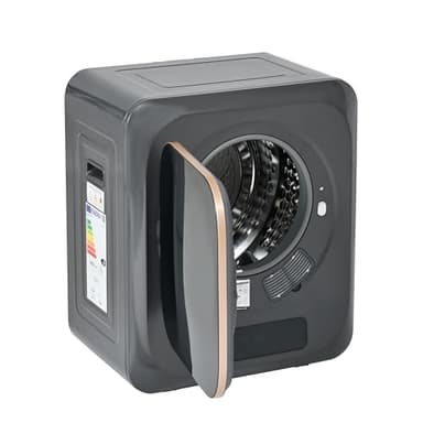 ECLIVON Secadora de Evacuación 4 kg con Pantalla LED, 6 Programas, Carga Frontal Secadora de Ropa 850 W, Montable en la Pared Secadora de Ropa con Tambor Inox, para Piso, Casa, 57,5x48x40 cm (Negro)