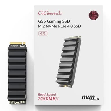 GiGimundo GS5 1TB PCIe Gen4 NVMe M.2 PS5 SSD Interno Gaming con Disipador, 3D Nand TLC Good-Die hasta 7100 MB/s, Compatible con Playstation 5, Ordenador de Sobremesa, Disco Duro SSD