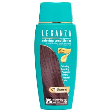 LEGANZA | Bálsamo Colorante Natural para el Cabello Color Castaño Nº 32 | Tinte Sin Amoniaco | Enriquecido con Aceites Naturales | baño de color | cubre canas | 150ML