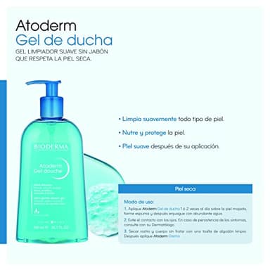 BIODERMA Atoderm Gel de Ducha Sin Jabón - Limpiador Suave para Pieles Normales a Secas - Recomendado por Dermatólogos - Envase con Dosificador de 500 ml