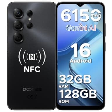 DOOGEE NOTE56X PRO Telefono Movil Octa Core Andriod 16, Batería 6150mAh, 32GB+128GB/2TB, 6.56" HD+ 90Hz Móvil,13MP+8MP,NFC/Dual SIM 4G/GPS/OTG/Huella Dactilar/Face ID/Widevine L1/3.5mm Jack Smartphone
