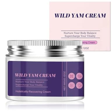 Ledeak Wild Yam Cream, Crema de Ñame Silvestre, 60g Crema Corporal Natural de Ñame Silvestre para Mujer Equilibrio Hormonal, Facial Cream Hidratante Anti Arrugas para Menopausia, Rostro y Cuerpo