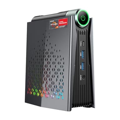 ACEMAGICIAN AMD Ryzen 7 8745HS (hasta 4,9 GHz) Mini PC, 16 GB DDR5 512GB SSD, AMD Radeon 780M Mini Ordenador, Luces RGB, 3 Modos (Auto/Eco Silencio/Rendimiento)