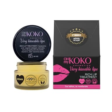 OhMyKoko | Sérum Labial Hidratante, Voluminizador y Antiedad con Ácido Hialurónico | Sérum Labial Sólido | Con AgeGuard HP16, Colágeno, Vitamina C y Aloe Vera | Rellena, Repara y Redensifica | 10 ml