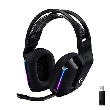 Logitech G G733 Lightspeed Auriculares con Micrófono Inalámbricos para Gaming con Diadema con Suspensión, LIGHTSYNC RGB, Tecnología de Micrófono Blue Vo!CE, Ligeros, 29h de batería - Negro