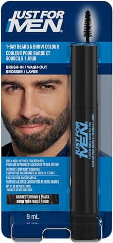 Just for Men Retoque Instantanéo De Canas, Color Temporal Para Una Barba Definida y Uniforme, Hasta 30 Aplicaciones, Negro