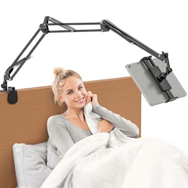 Jubor Actualizado Soporte de Tableta para Cama, Soporte de Cama para iPad con 3 Brazos, Pie de Escritorio para Tableta Rotación de 360° para iPad/Pro/Air/Mini, Smartphones y Tablets 4.7-12.9