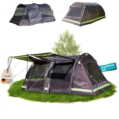 Skandika Solheim Protect - Tienda de campaña - 4/6 Personas, Suelo Cosido, Columna de Agua de 3000 mm, UPF 50+, mosquitera, toldo para el Sol (6 Personas | Protect)