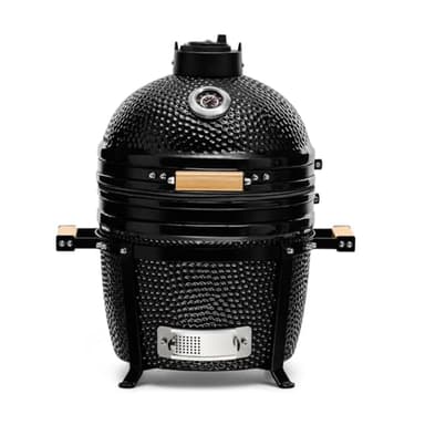 Kamado Bono Minimo Barbacoa y 5 accesorios gratuitos – Barbacoa de carbón vegetal tamaño portátil – Barbacoa y ahumadero – Negro Barbacoa japonesa cerámica – Ø 40 cm – Barbacoa balcón