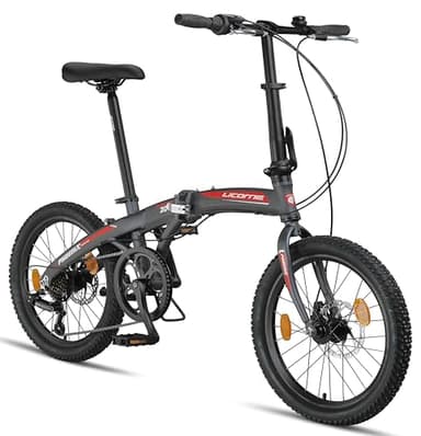 Licorne Bike Phoenix 2D Cross Bicicleta plegable de aluminio de 20 pulgadas, freno de disco, freno de disco, bicicleta plegable para hombre y mujer, 7 marchas, cambio de cadena, marco de aluminio