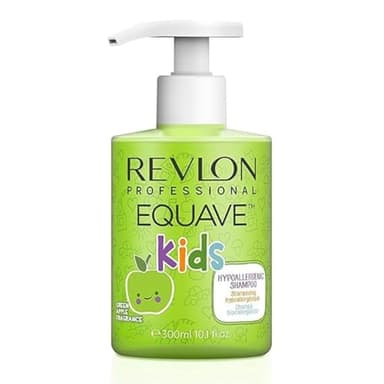 REVLON PROFESSIONAL EQUAVE KIDS Green Apple, Champú Acondicionador para Niños, Sin Sulfatos, Para Cuidado Diario, Limpia y Nutre Suavemente el Cabello - Fragancia Manzana Verde 300 ml