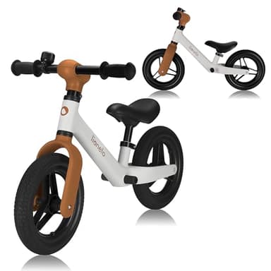 lionelo Toni Bicicleta Sin Pedales para Niños de 18 Meses a 30 kg, Ruedas de Goma PU de 25 cm, Reposapiés Cesta Sillín y Manillar Ajustables, Empuñadura Antideslizante, Peso Ligero 2,3 kg, Timbre