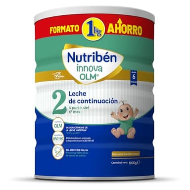 Nutribén Innova 2 - Leche de Fórmula en Polvo de Continuación FORMATO AHORRO | Bebé a Partir de los 6 Meses | sin Aceite de Palma | con Cacito Dosificador| Con OLM, BPL1 y DHA | 1 Bote de 1KG