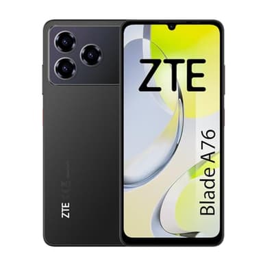 ZTE Blade A76, Smartphone Libre, 4(+8) GB RAM, 128GB ROM, Pantalla HD+ 6.75" y 90Hz, Android 15, Cámara 50MP con IA, Batería 5000mAh, DualSIM+MicroSD, Negro