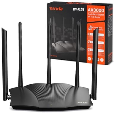 Tenda RX12 Pro Router WiFi 6 AX3000 de Banda Dual (2.4GHz + 5GHz, Requiere conexión a Internet por Cable), 4 Puertos Gigabit, Ancho de Banda 160MHz, WiFi+ Mesh, OFDMA/VPN/WPA3/IPv6/TWT