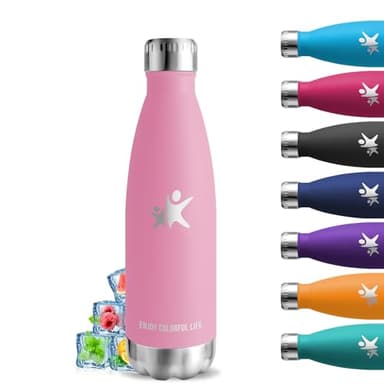 Botella Agua Acero Inoxidable, 500ml Termica, sin BPA, Cantimplora Acero Inoxidable, A Prueba de Fugas, Cantimplora Infantil, Aislamiento al Vacío, para Escuela, Cafetería, Oficina