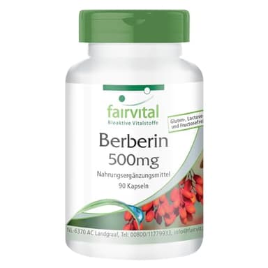 Fairvital | Berberina 500mg - Dosis elevada - Vegana - Berberina HCl + Zinc - 90 Cápsulas - Calidad Alemana