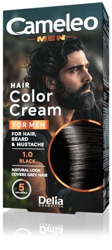 Cameleo Tinte permanente para el cabello | Color negro para barba y bigote | Efecto de color natural en 5 minutos | Cubrir el cabello gris | Amoníaco, PPD, sin parabenos, 30 ml