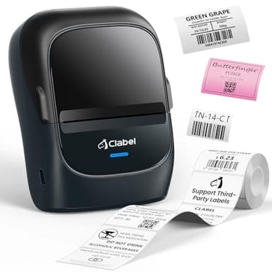 CLABEL Impresora Etiquetas Autoadhesivas, 221B Mini Termica Etiquetadora Adhesivas Bluetooth Portátil Label Printer Compatible con iOS y Android para Oficina Tienda Hogar con Etiqueta 50×30mm(Azul)