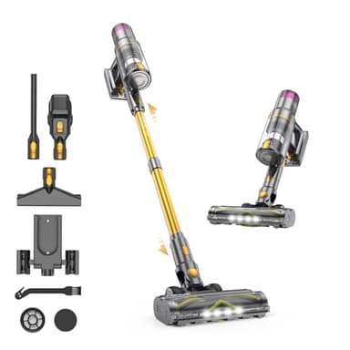 aonus Aspiradora sin Cable 55KPa 580W, Modo Automático hasta 75Min, Escoba Aspiradora sin Cable Potente con Pantalla Táctil LED, Cepillo Anti-Enredo para Pelos de Mascotas, Alfombras y Suelos Duros