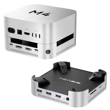 ACASIS Base y Soporte para Mac Mini M4 de 40 Gbps con Carcasa SSD NVMe de Doble bahía, hub DP de Aluminio para Mac Mini M4 y M4 Pro 2024, 4K60Hz DP, 3X10G USB A, PD 30W, SD/TF 4.0, Compatible con SSD