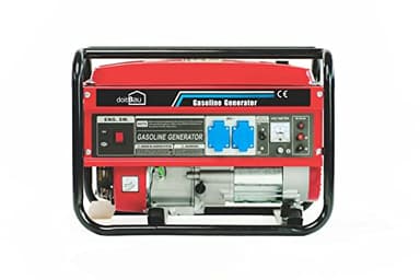 Generador de corriente con gasolina, 3000 W, BS3500 y YFG3500, con AVR y protección contra sobrecarga, 4 tiempos, 6,5 – 7 CV, arranque por cable, 1 x 400 V, 3 x 230 V, 1 x 12 V enchufes (rojo, BS3500)