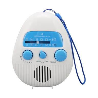 Ouitble Radio de Ducha Impermeable en Radio de Ducha Inalámbrica de FM Colgante Operada con la Batería con Altavoz Construido para Baños Afuera