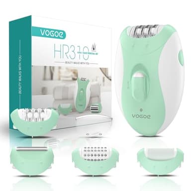 VOGOE Depiladora Electrica Mujer,Maquina Depilar 4 en 1 con 2 Velocidades, Recargable e Inalámbrica, 21 Pinzas Cubiertas, epilator para Cara Piernas Brazos Axilas Bikini, Verde HR310