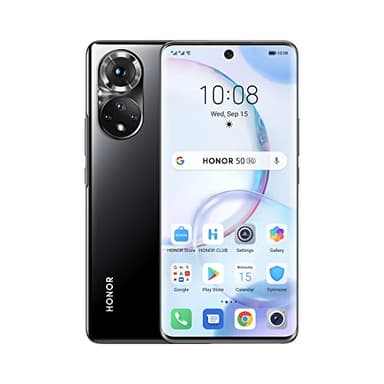 HONOR 50 Smartphone 5G AMOLED Libre Dual SIM 6+128 GB, Móvil Desbloqueado con Cámara Cuádruple de 108 MP, 120 Hz Pantalla Curva de 6.57" Pulgadas, Android 11,SuperCharge de 66 W, GMS, Midnight Black