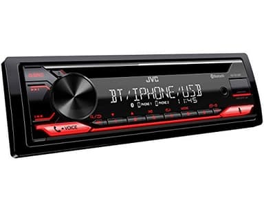 JVC KD-T812BT - Receptor de CD con Manos Libres BT (Alexa Integrado, sintonizador de Alto Rendimiento, procesador de Sonido, USB, AUX, Control de Spotify, 4 x 50 W, iluminación de Teclas Rojas)