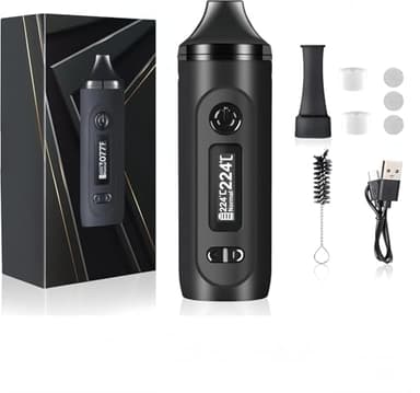 KinZon Vaporizador Gemini para hierba seca, pantalla OLED y control de temperatura, calentamiento rápido en 30 segundos (Negro)
