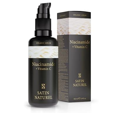 Satin Naturel Sérum Niacinamida 100ml – Con Vitamina C, Ácido Hialurónico y Aloe Vera Orgánica – Antimanchas, Antiacné, Hidratante y Antiarrugas para Piel Grasa y Mixta