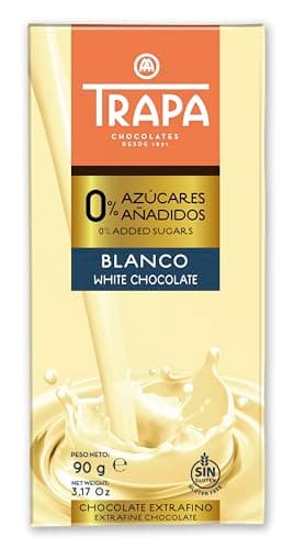 TRAPA 0% AZÚCARES AÑADIDOS|Chocolate Blanco| Tableta 90 g | Sin Gluten