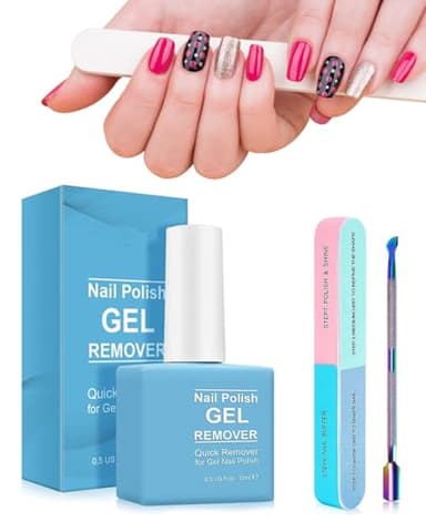 HUVZOR Quitaesmalte de Gel Azul con Lima y Raspador - Elimina Esmaltes Semipermanentes Rápidamente, Kit Completo para Uñas, Fácil y Seguro para Uso en Casa o Salon