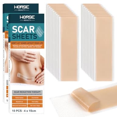 20 Parches Cicatrizantes de Silicona 4 x 15 cm,Tiritas Cicatrizantes, Desvanecimiento Eficaz de Cicatrices, Impermeables, Reutilizable, Para Cesáreas, Queloides, Acné
