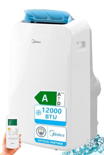 MIDEA Pingüino Aire Acondicionado Portátil 3 en 1 | 3000 Frigorías / 12000 BTU | Air conditioner Silencioso 43m2 - Deshumidificador Ventilador Climatizador 3500 W - 4 modalidades con kit de ventana