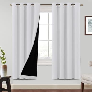 BellaHills 100% Blackout con Ojales Cortinas,Cortinas Acusticas,Opacas Cortinas Aislantes Termicas,para Salon Dormitorio,2 Piezas,132x214 CM,Blanco