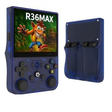 UTILIFY Consola Azul Retro R36MAX Portátil 128 GB con más de 18 000 Juegos | Pantalla HD 4” | Batería 4000 mAh | Salida HDMI/AV | USB-C | Compacta, Ergonómica, con Estuche y Protector Pantalla