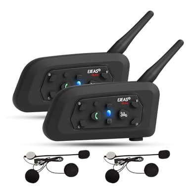 EJEAS V6PRO Intercomunicador Casco Moto Bluetooth 1200m Auriculares Bluetooth para Motocicletas hasta 6 Motolistas Reducción de Ruido DSP Impermeabilidad, USB-C