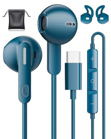 Auriculares Tipo C para Samsung Galaxy S26 S25 Ultra S24 S23 A55 A35 A56 A16 5G Auriculares USB C con Micrófono Control Volumen Cascos con Cable Tipo C para iPhone 15 16 17 Pro MAX Pixel 9 8 Xiaomi
