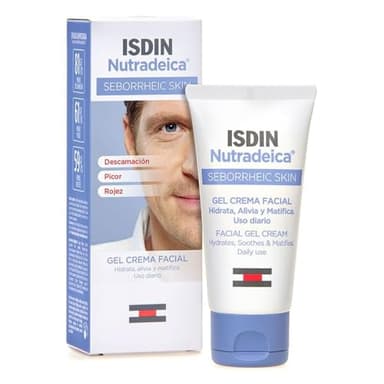 ISDIN Gel-crema facial indicado para el tratamiento del exceso de sebo, Descamación, Picor y eritema de la piel seborreica facial, 50 ml (Paquete de 1)