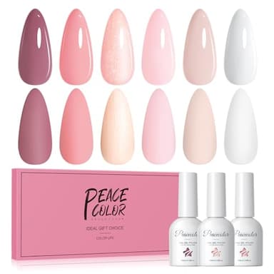 PEACECOLOR Esmaltes Semipermanentes de Uñas 6 Colores Nude Rosa Gel Set Pintauñas Semipermanentes Para Uñas Pintauñas Permanentes Principiantes Manicura Nail Design 10ml