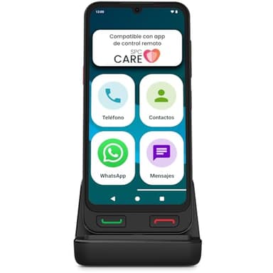 SPC Zeus 2 Pro - Smartphone para Mayores Compatible con App para Control y ubicación remota | Modo fácil, Botones físicos, Iconos XXL | 6,1”, Dos cámaras, 128GB | Base de Carga, botón SOS