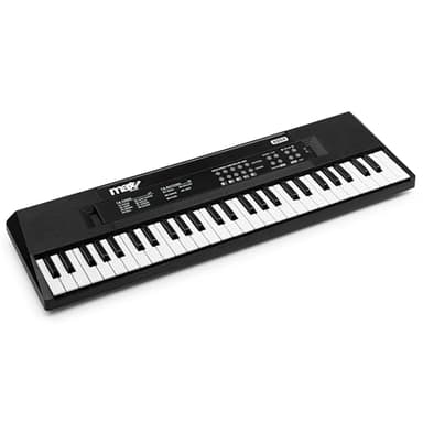 MAX KD54 – Teclado piano 54 teclas con batería recargable, micrófono y altavoces estéreo – Piano digital portátil para principiantes, niñas y niños – Teclado musical compacto – Color negro