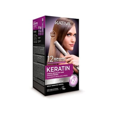 Kativa Keratin Kit Alisado Brasileño Xpress - Nueva fórmula con Doble Keratina - Tratamiento Alisado Profesional en casa - Hasta 12 Semanas de duración - Alisado Keratina Vegetal - Fácil de aplicar