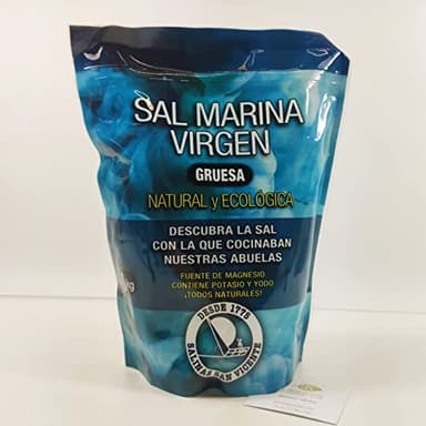Sal gruesade la Salina San Vicente. Sal marina virgen de la Bahía de Cádiz sin refinar y ecológica. 1 kg