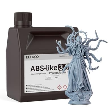 ELEGOO ABS-Like Resin 3.0+, Resina de Fotopolímero Mejorada para Impresoras 3D, Mayor Resistencia al Calor Curado Rápido, Alta Precisión, No quebradiza, Gris 2000g