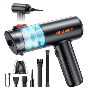 SEALIGHT Aspirador de Mano, 25000Pa Aspirador de Mano Potente, 3 en 1 Mini Aspiradora de Mano Sin Cable con Motor sin escobillas, Aspiradora Portátil Mini para Coche Potente para sofá,Coche,Hogar