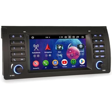 Android 14 4GB+64GB Radio Coche Estéreo Bluetooth GPS Navegador para BMW X5 E53, Wireless Carplay DSP Bluetooth A2DP WiFi Dab+ Pantalla táctil FM Radio