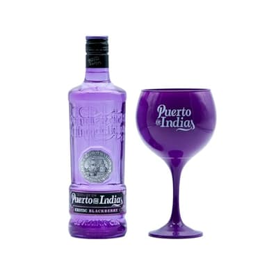 Puerto de Indias – Pack Ginebra Exotica Premium + Copa de Cristal Morada de Regalo – Pack Exotic Premium Gin – 70 cl – 37.5º